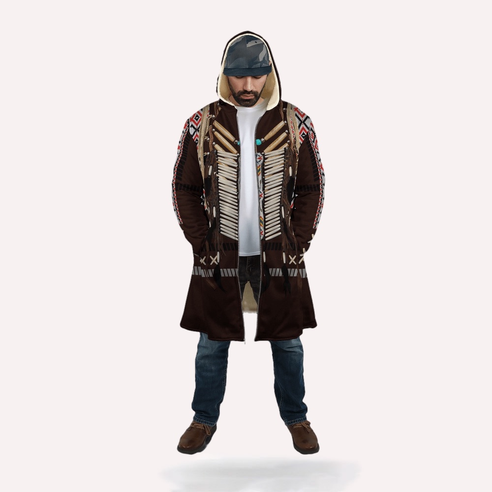 Native American Coat, Proud Tradition Native American 3D All Over Printed Hooded Cloak Coat