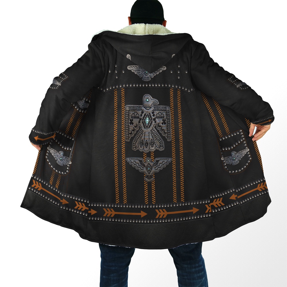 Native American Coat, Retro Tribal Native American 3D All Over Printed Hooded Cloak Coat Native American Coat, Retro Tribal Native American 3D All Over Printed Hooded Cloak Coat