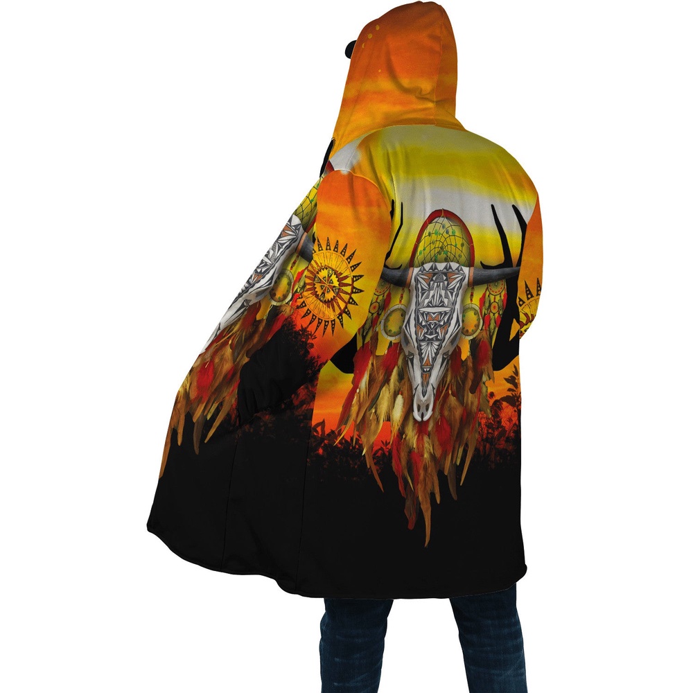 Native American Coat, Sacrifice To The Devine Native American 3D All Over Printed Hooded Cloak Coat