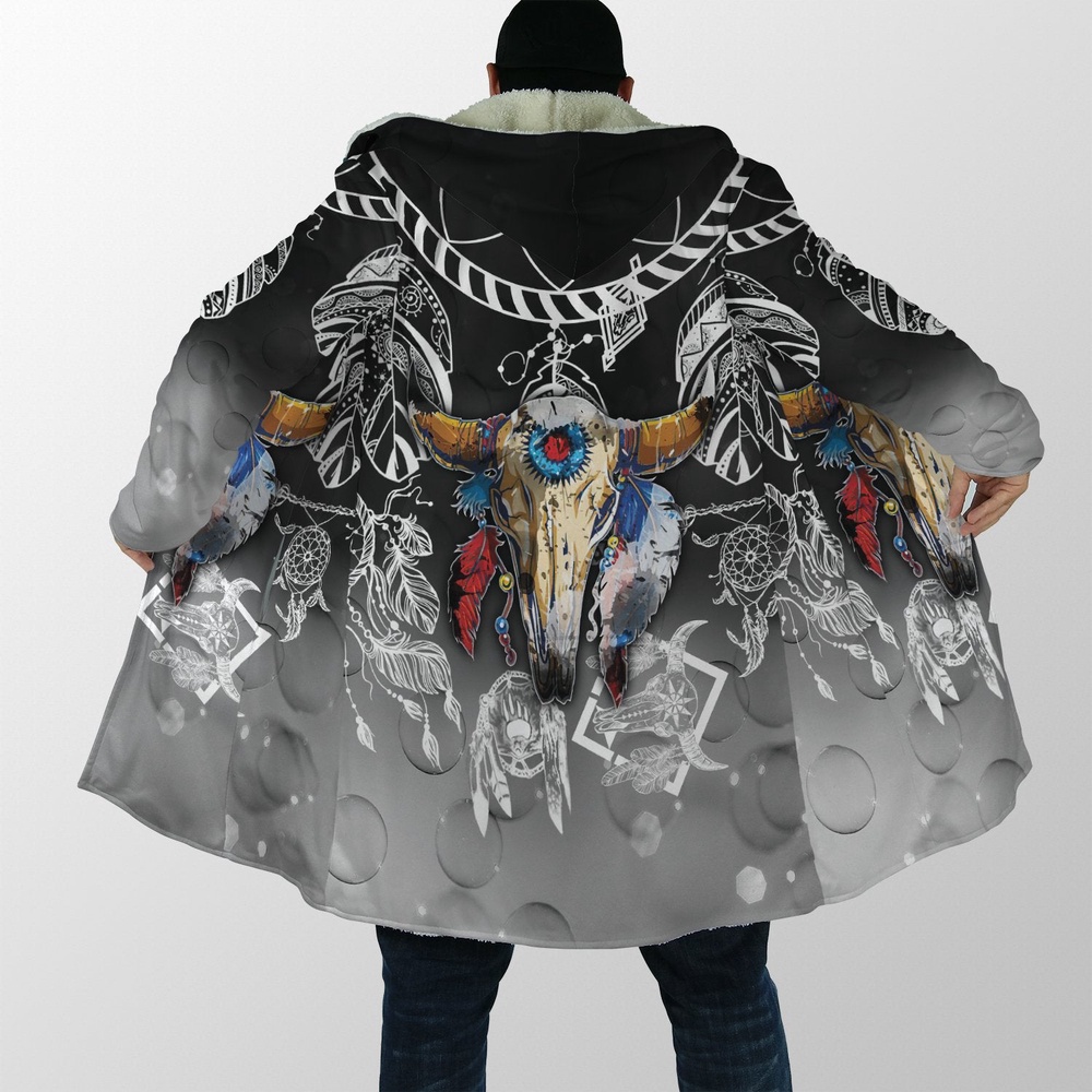 Native American Coat, Sacrificial Ceremony Native American 3D All Over Printed Hooded Cloak Coat