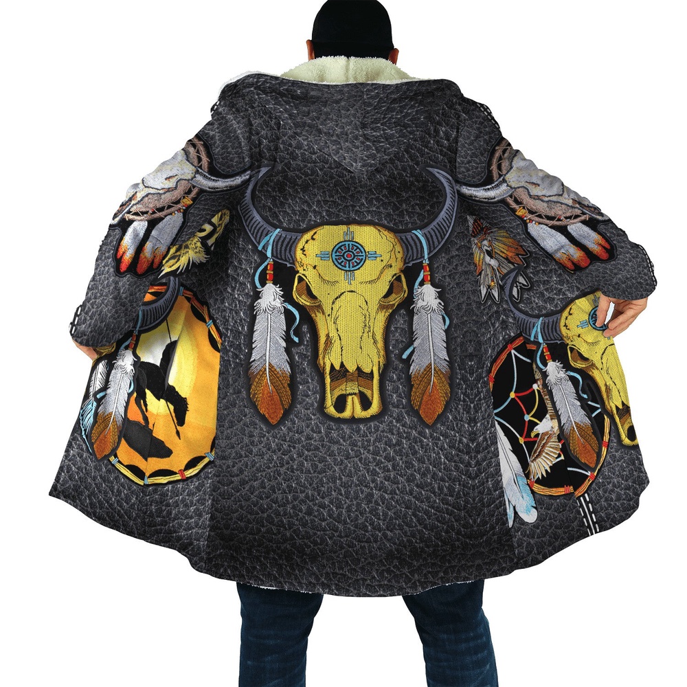 Native American Coat, Sacrificial Night Native American 3D All Over Printed Hooded Cloak Coat