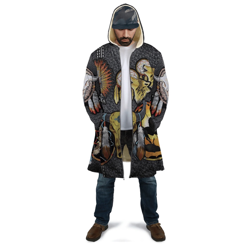 Native American Coat, Sacrificial Night Native American 3D All Over Printed Hooded Cloak Coat