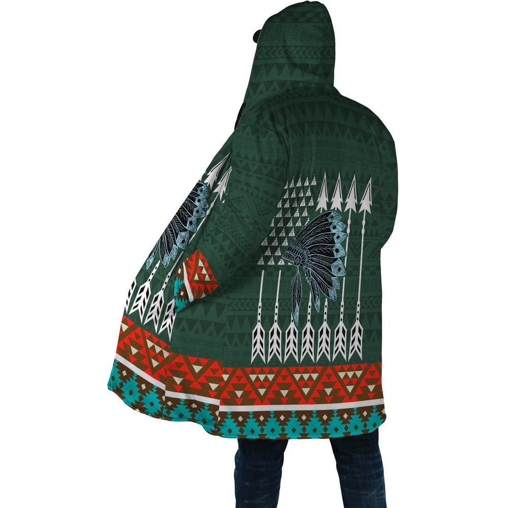 Native American Coat, Show Determination Native American 3D All Over Printed Hooded Cloak Coat