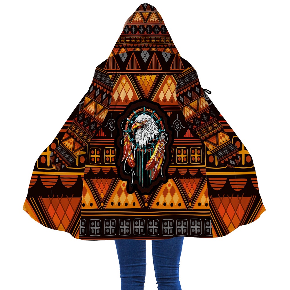 Native American Coat, Symbol Of The Land Native American Hooded Cloak Coat, Native American Hoodies