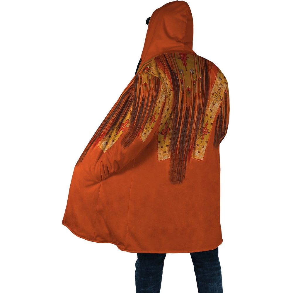 Native American Coat, Tribal Bliss Native American 3D All Over Printed Hooded Cloak Coat