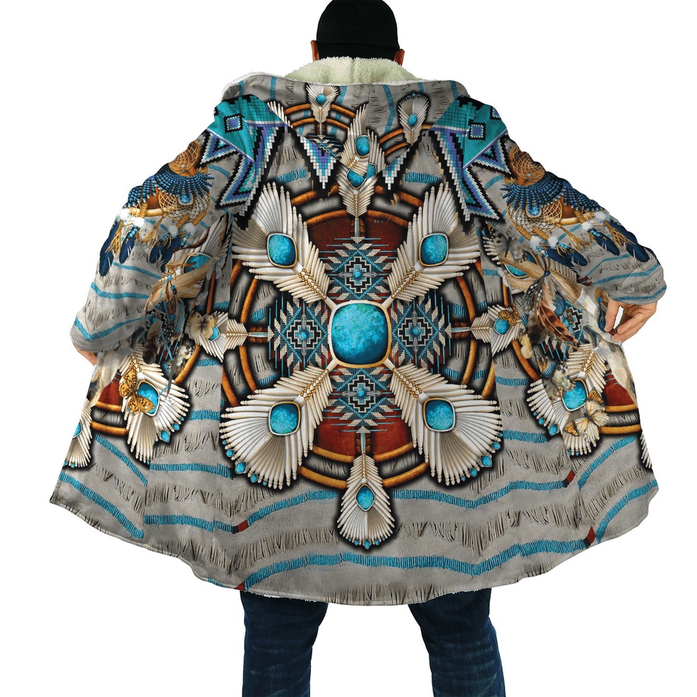 Native American Coat, Tribal Culture Native American 3D All Over Printed Hooded Cloak Coat Native American Coat, Tribal Culture Native American 3D All Over Printed Hooded Cloak Coat