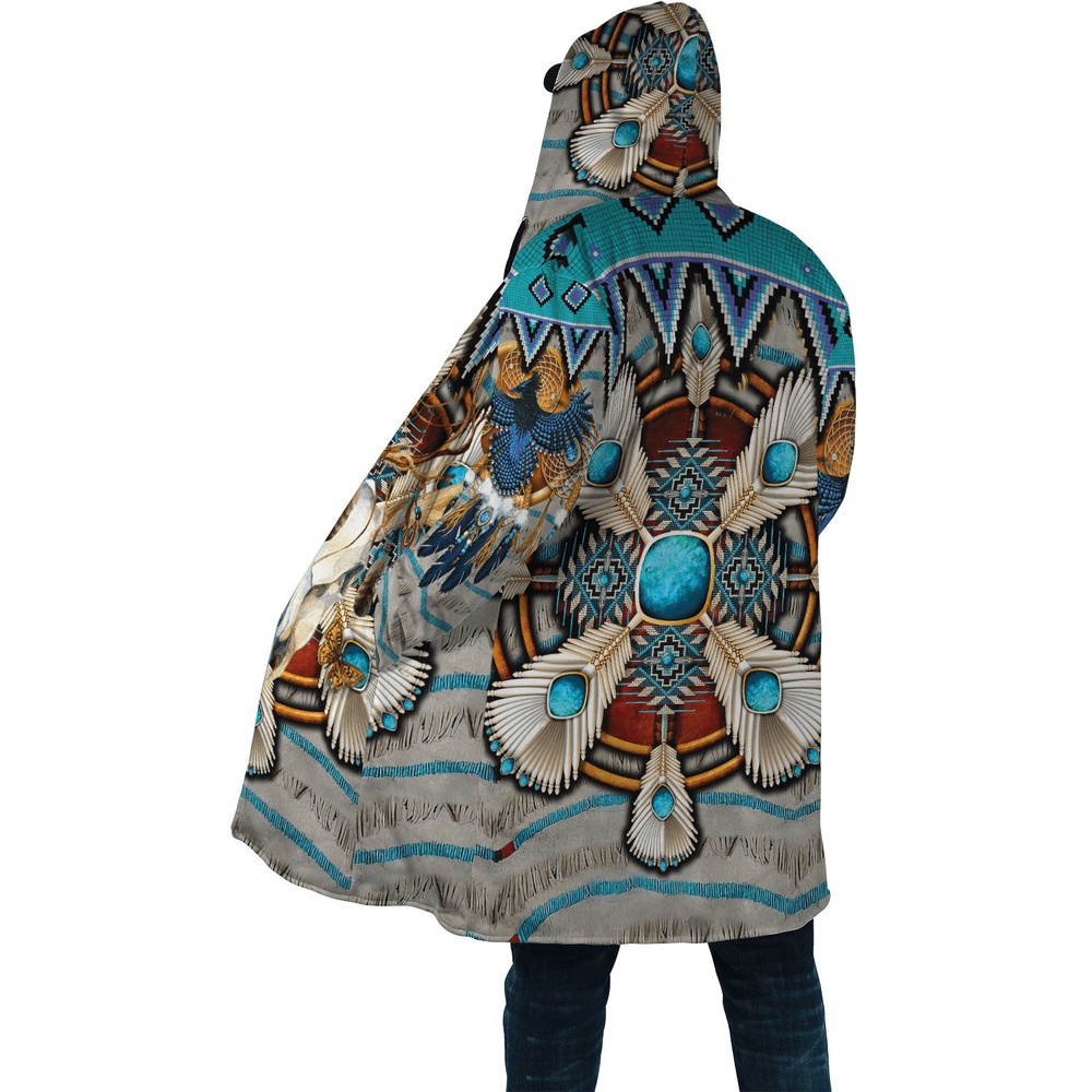 Native American Coat, Tribal Culture Native American 3D All Over Printed Hooded Cloak Coat Native American Coat, Tribal Culture Native American 3D All Over Printed Hooded Cloak Coat