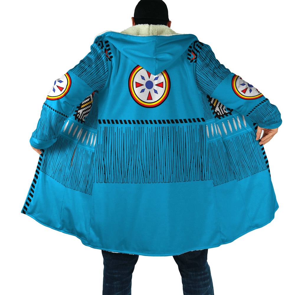 Native American Coat, Tribal Motifs Native American 3D All Over Printed Hooded Cloak Coat