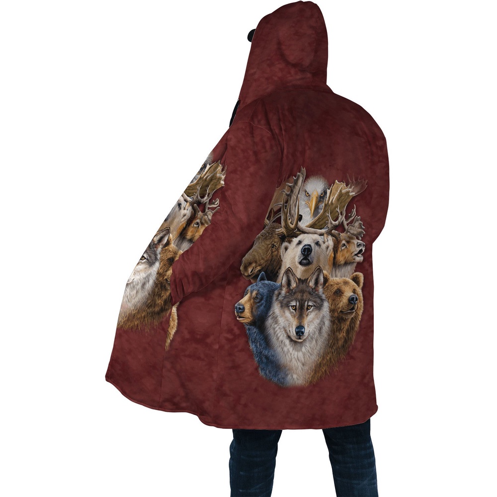 Native American Coat, Typical Fauna Of The Area Native American 3D All Over Printed Hooded Cloak Coat Native American Coat, Typical Fauna Of The Area Native American 3D All Over Printed Hooded Cloak Coat