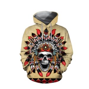 Native American Hoodie, Aboriginal Skull Mystic Native American 3D All Over Printed Hoodie, Native American Style Hoodie