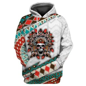Native American Hoodie, Aboriginal Skull Native American 3D All Over Printed Hoodie, Native American Style Hoodie