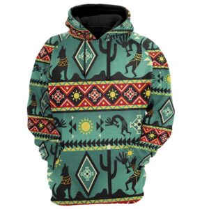 Native American Hoodie, Ancient Pattern Native American 3D All Over Printed Hoodie, Native American Style Hoodie