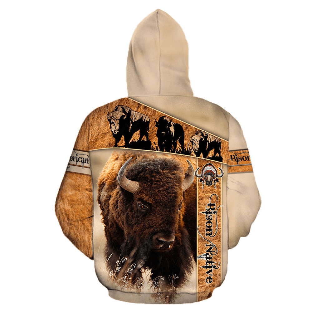 Native American Hoodie, Bison Native American 3D All Over Printed Hoodie, Native American Style Hoodie Native American Hoodie, Bison Native American 3D All Over Printed Hoodie, Native American Style Hoodie