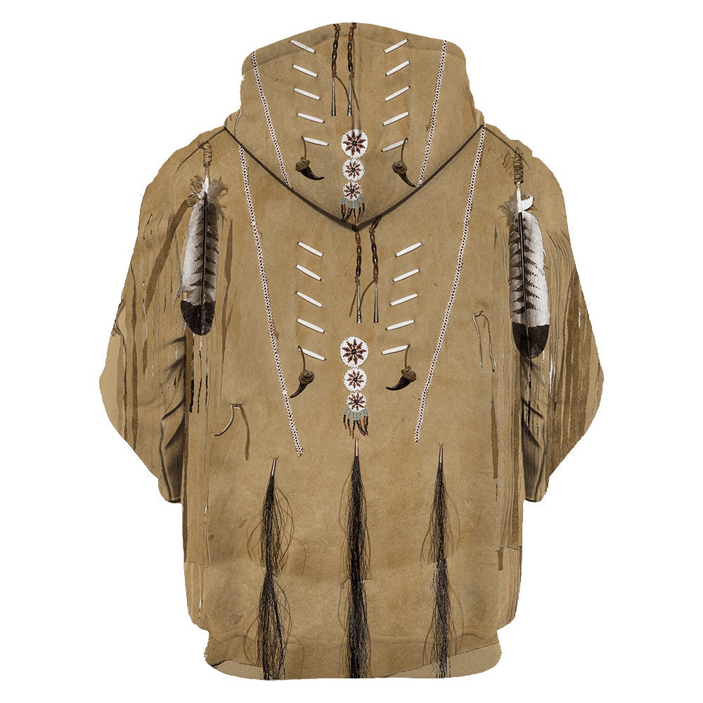 Native American Hoodie, Brown Native American 3D All Over Printed Hoodie, Native American Style Hoodie