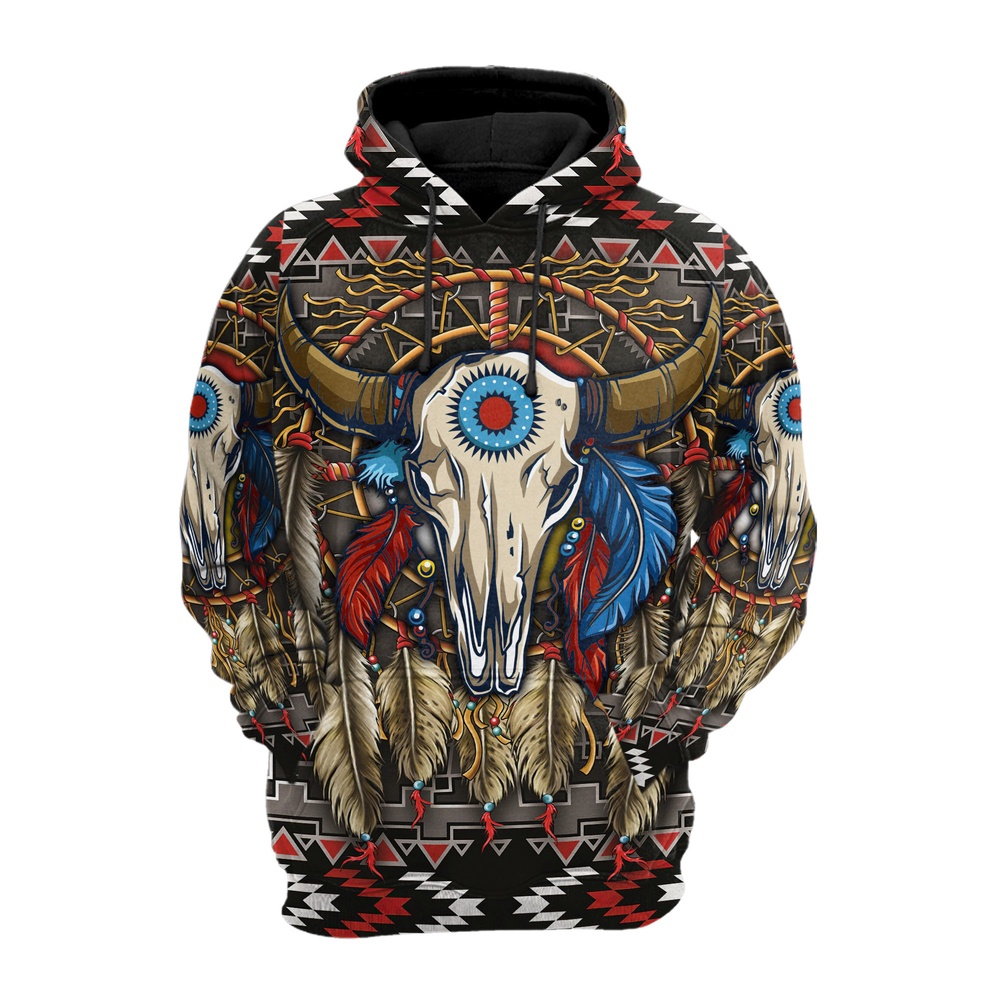 Native American Hoodie, Buffalo Skull Native American 3D All Over Printed Hoodie, Native American Style Hoodie Native American Hoodie, Buffalo Skull Native American 3D All Over Printed Hoodie, Native American Style Hoodie