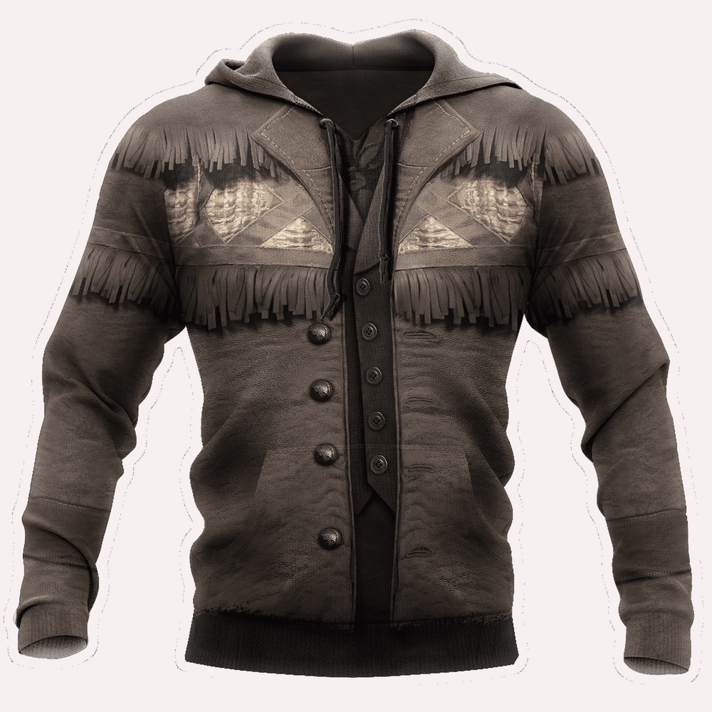 Native American Hoodie, Cowboy Jacket Motifs Native American 3D All Over Printed Hoodie, Native American Style Hoodie