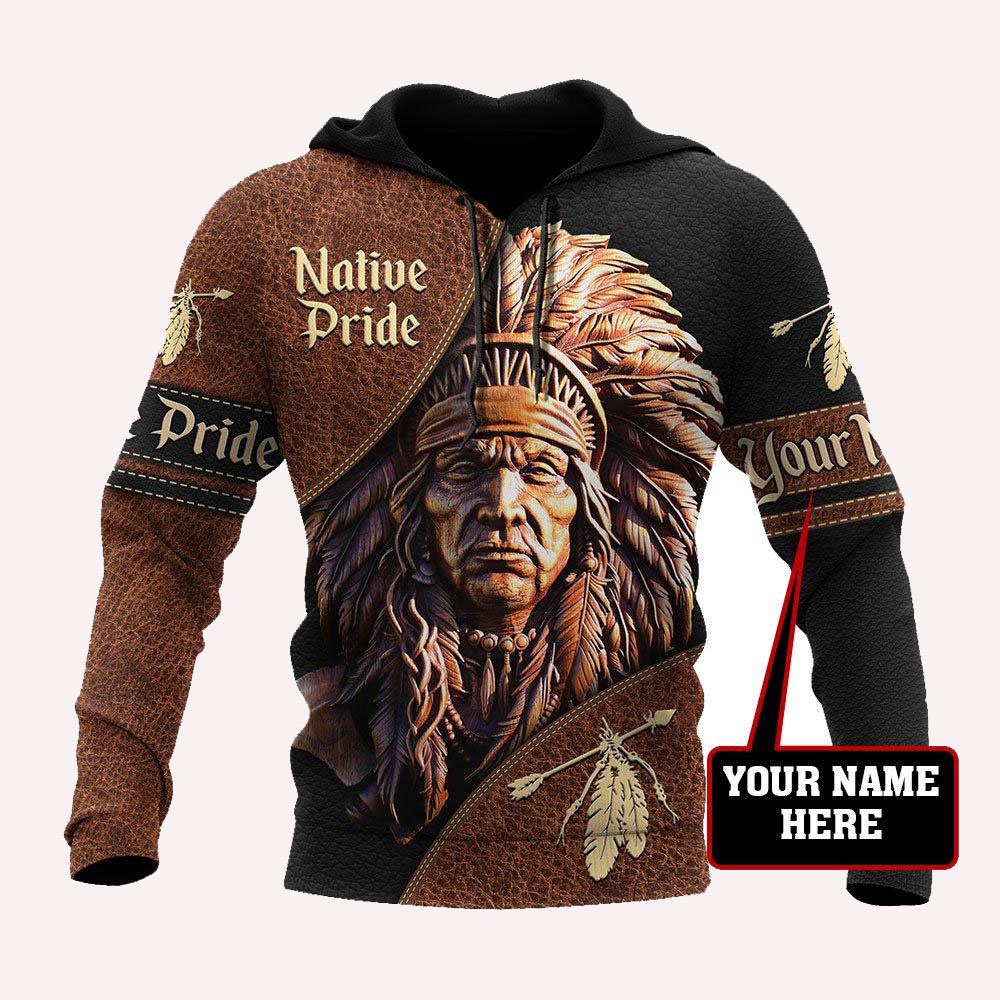 Native American Hoodie, Customize Name Village Elder Native American 3D All Over Printed Hoodie, Native American Style Hoodie