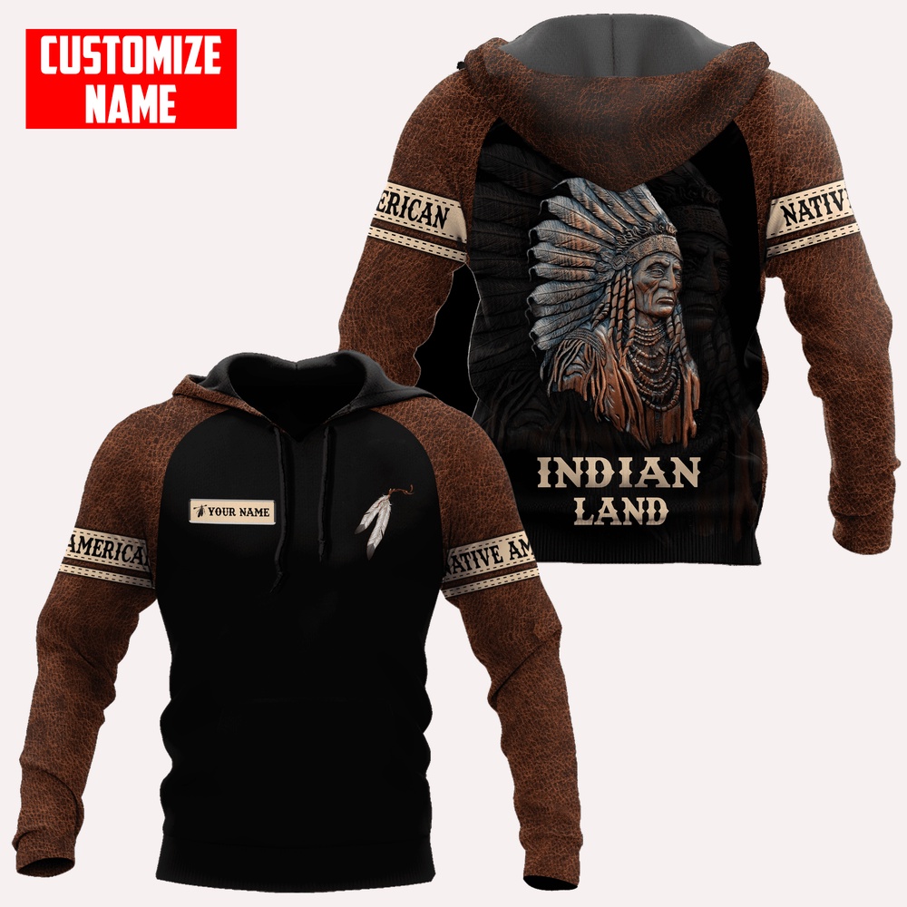 Native American Hoodie, Customized Name Black Brown Native American 3D All Over Printed Hoodie, Native American Style Hoodie Native American Hoodie, Customized Name Black Brown Native American 3D All Over Printed Hoodie, Native American Style Hoodie