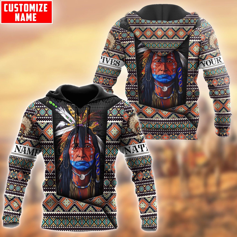 Native American Hoodie, Customized Name Wild Spirit Native American 3D All Over Printed Hoodie, Native American Style Hoodie