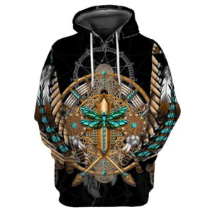 Native American Hoodie, Dragonfly Motif Native American&hellip;