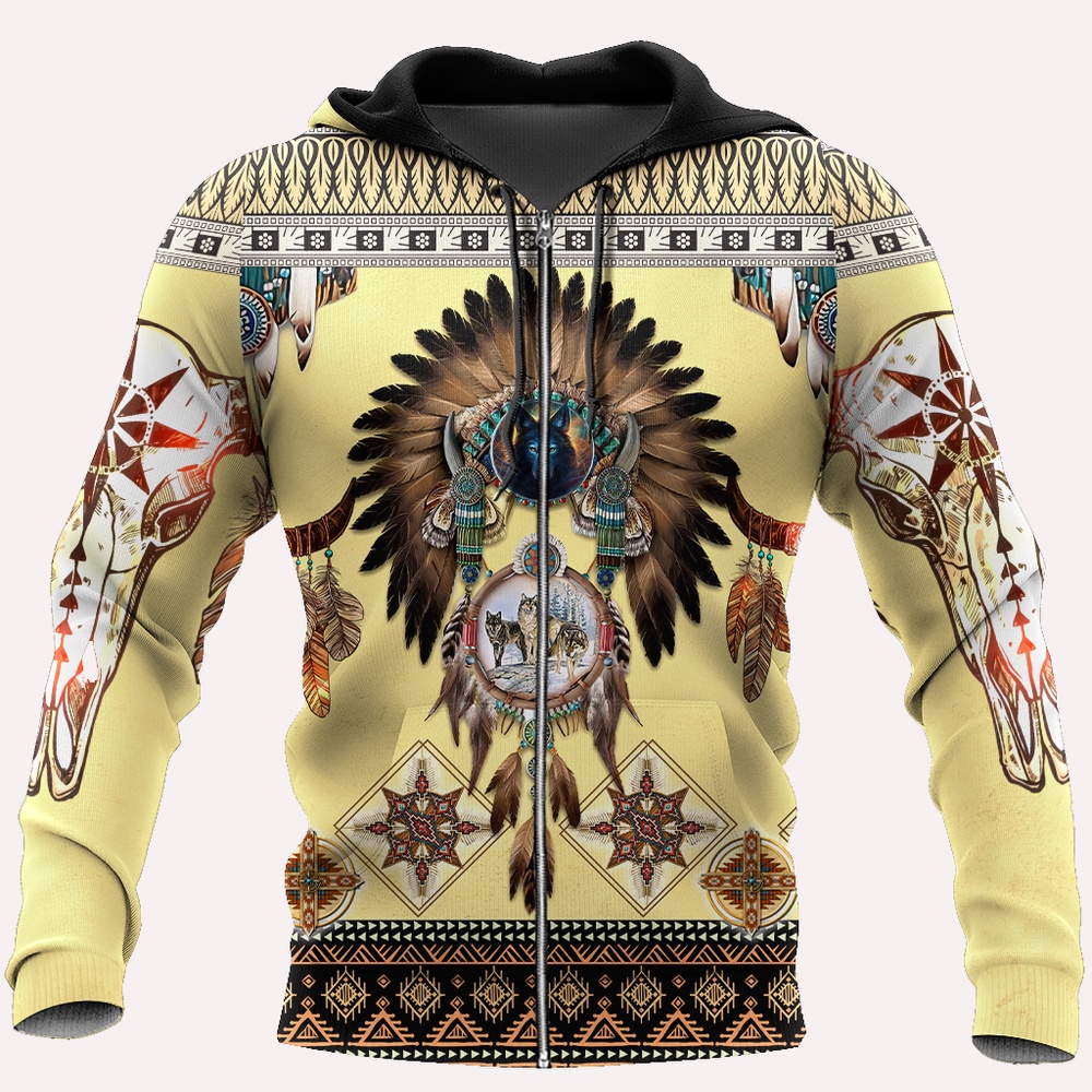 Native American Hoodie, Folk Culture Native American 3D All Over Printed Hoodie, Native American Style Hoodie