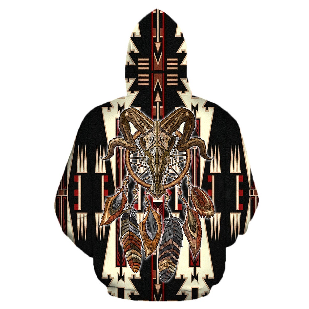 Native American Hoodie, Gazelle Skull Native American 3D All Over Printed Hoodie, Native American Style Hoodie