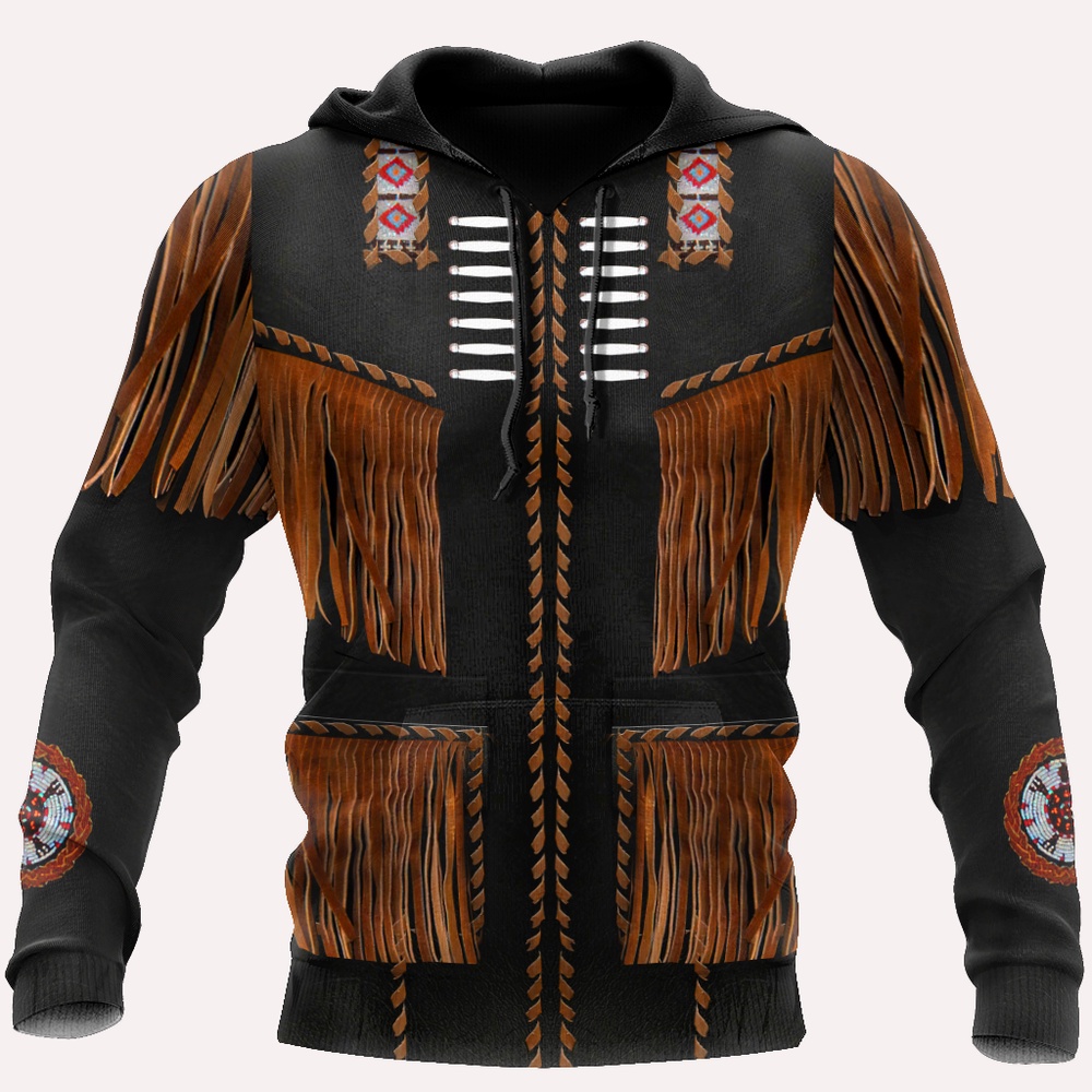 Native American Hoodie, Grungy Style Native American 3D All Over Printed Hoodie, Native American Style Hoodie