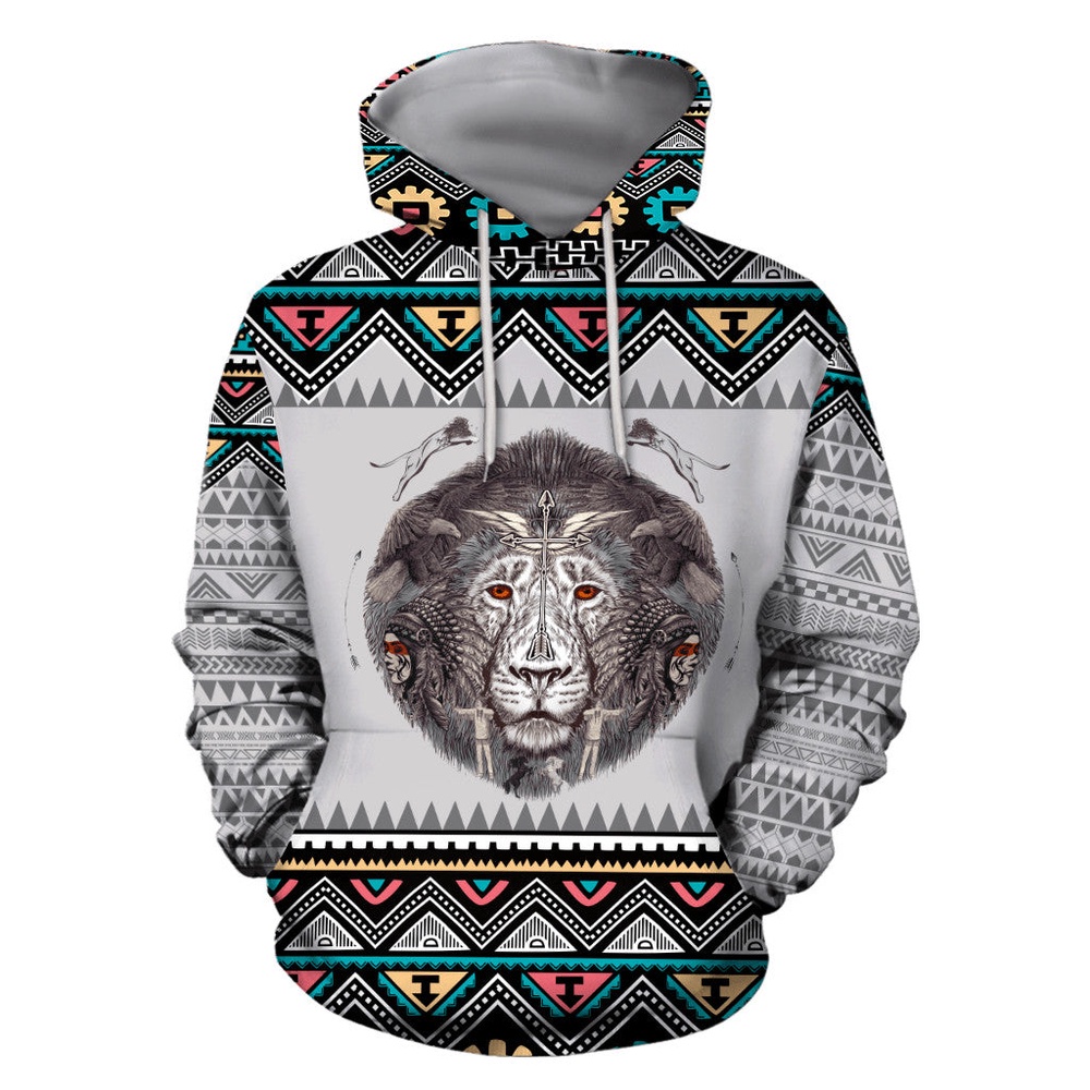 Native American Hoodie, Lion King Native American 3D All Over Printed Hoodie, Native American Style Hoodie