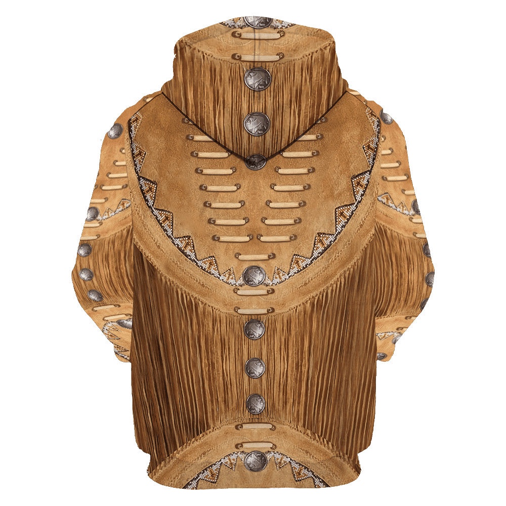 Native American Hoodie, Luxurious Brown Native American 3D All Over Printed Hoodie, Native American Style Hoodie