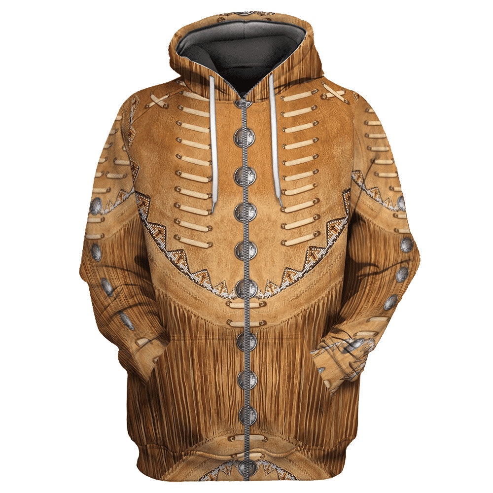 Native American Hoodie, Luxurious Brown Native American 3D All Over Printed Hoodie, Native American Style Hoodie