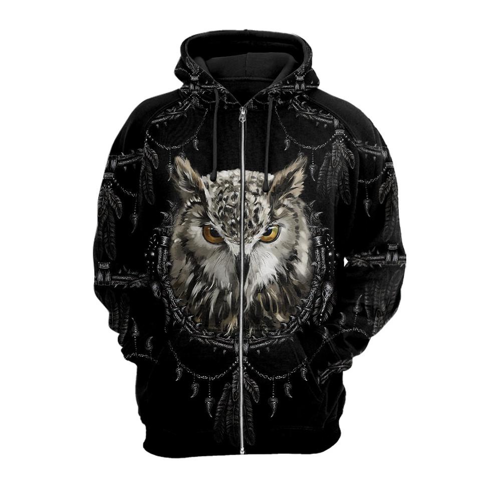 Native American Hoodie, Owl Native American 3D All Over Printed Hoodie, Native American Style Hoodie