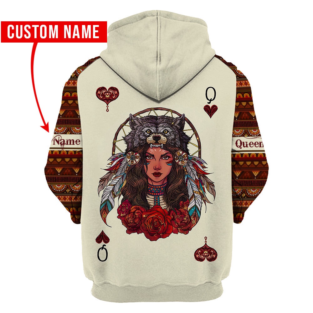 Native American Hoodie, Personalized Queen Native American 3D All Over Printed Hoodie, Native American Style Hoodie