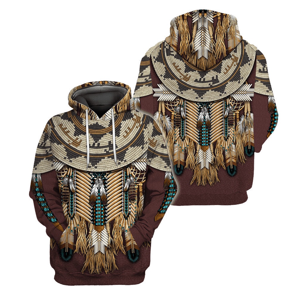 Native American Hoodie, Retro American Native American 3D All Over Printed Hoodie, Native American Style Hoodie
