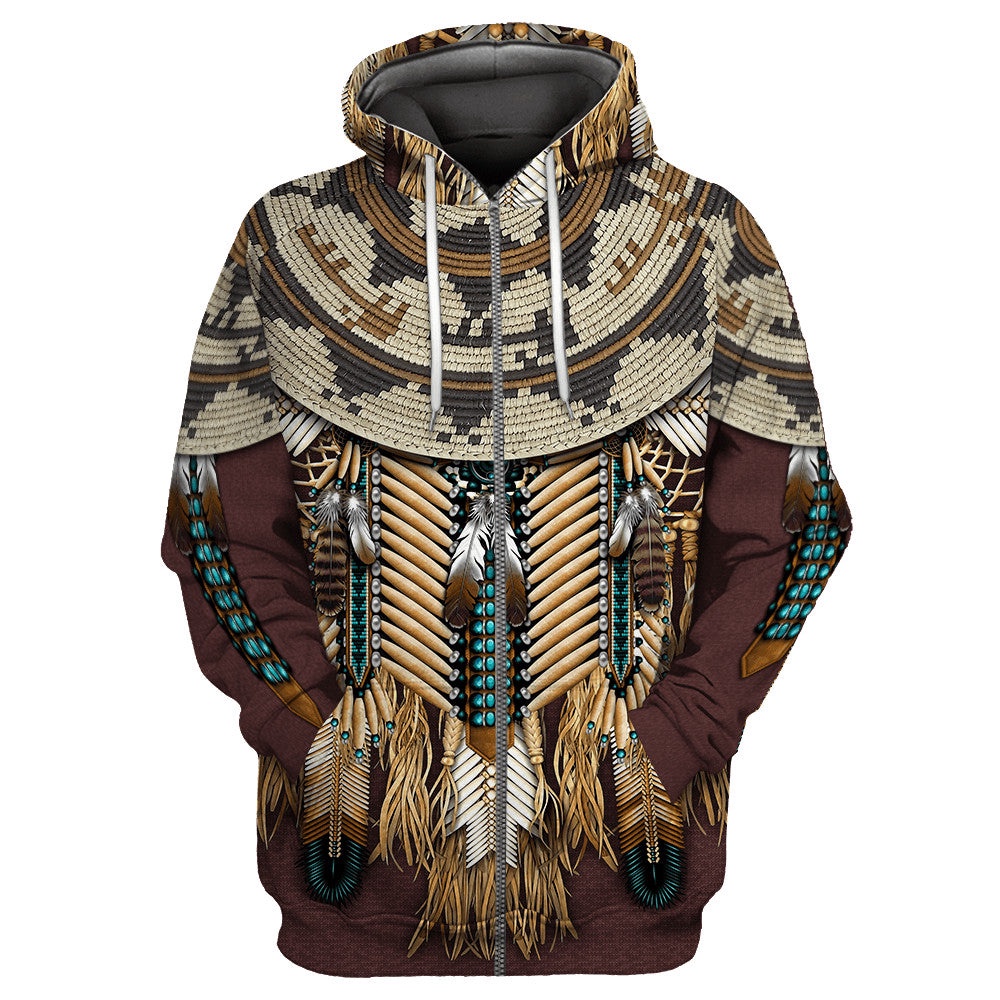 Native American Hoodie, Retro American Native American 3D All Over Printed Hoodie, Native American Style Hoodie