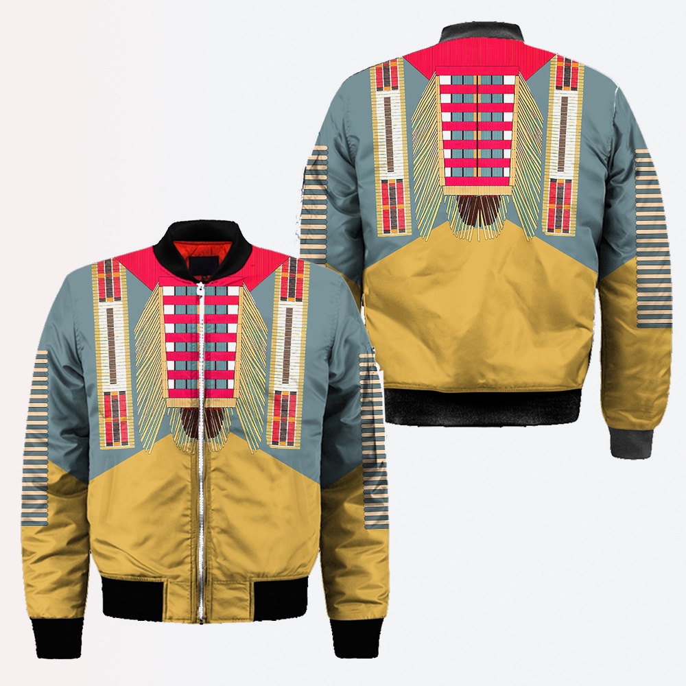 Native American Jacket, Aboriginal Collection Tribal Art Native American 3D All Over Printed Bomber Jacket
