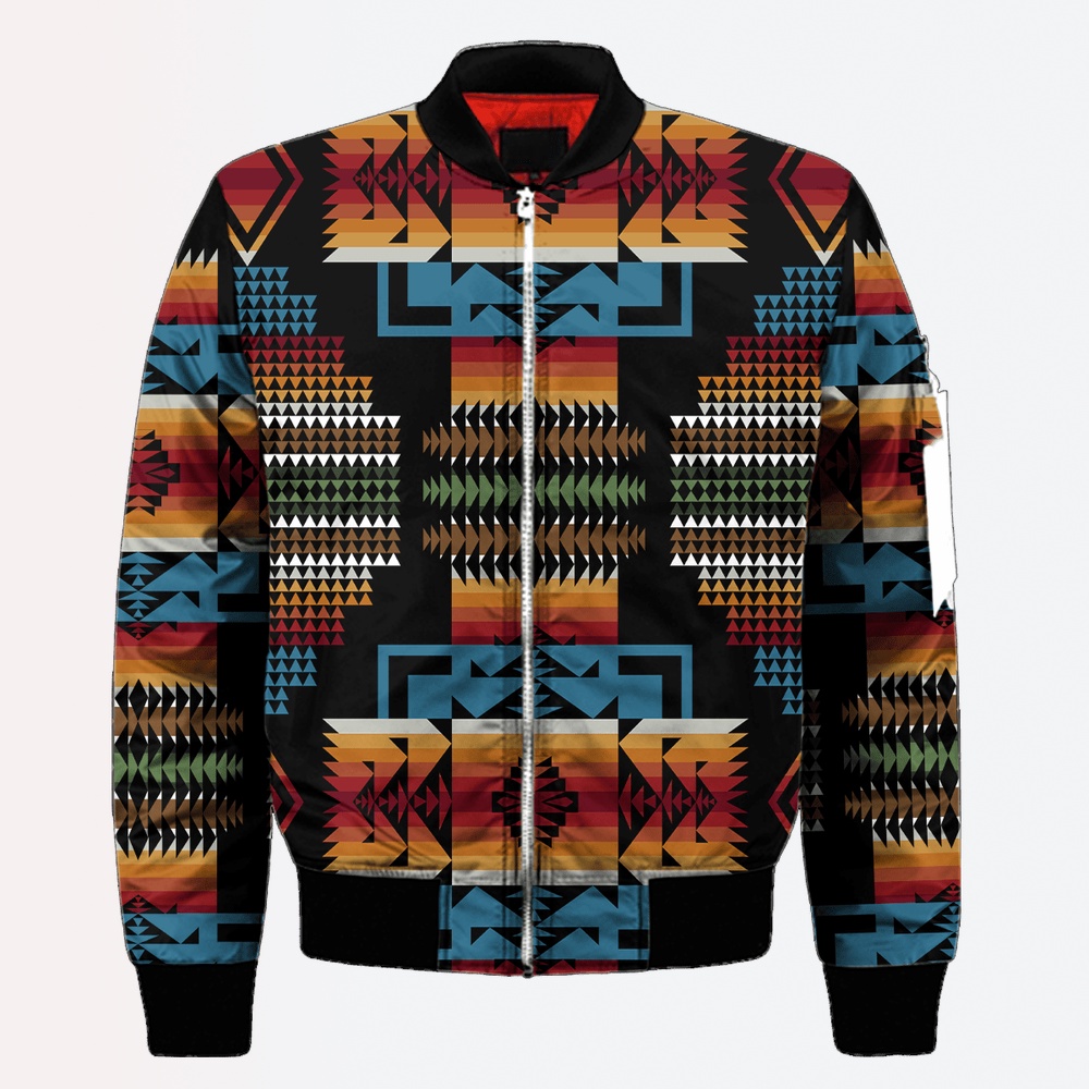 Native American Jacket, Brocade Patterns Native American 3D All Over Printed Bomber Jacket