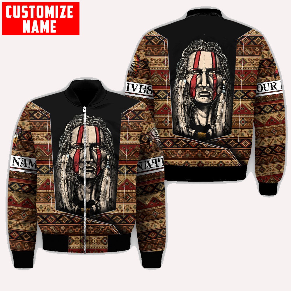 Native American Jacket, Customized Name National Identity Native American 3D All Over Printed Bomber Jacket