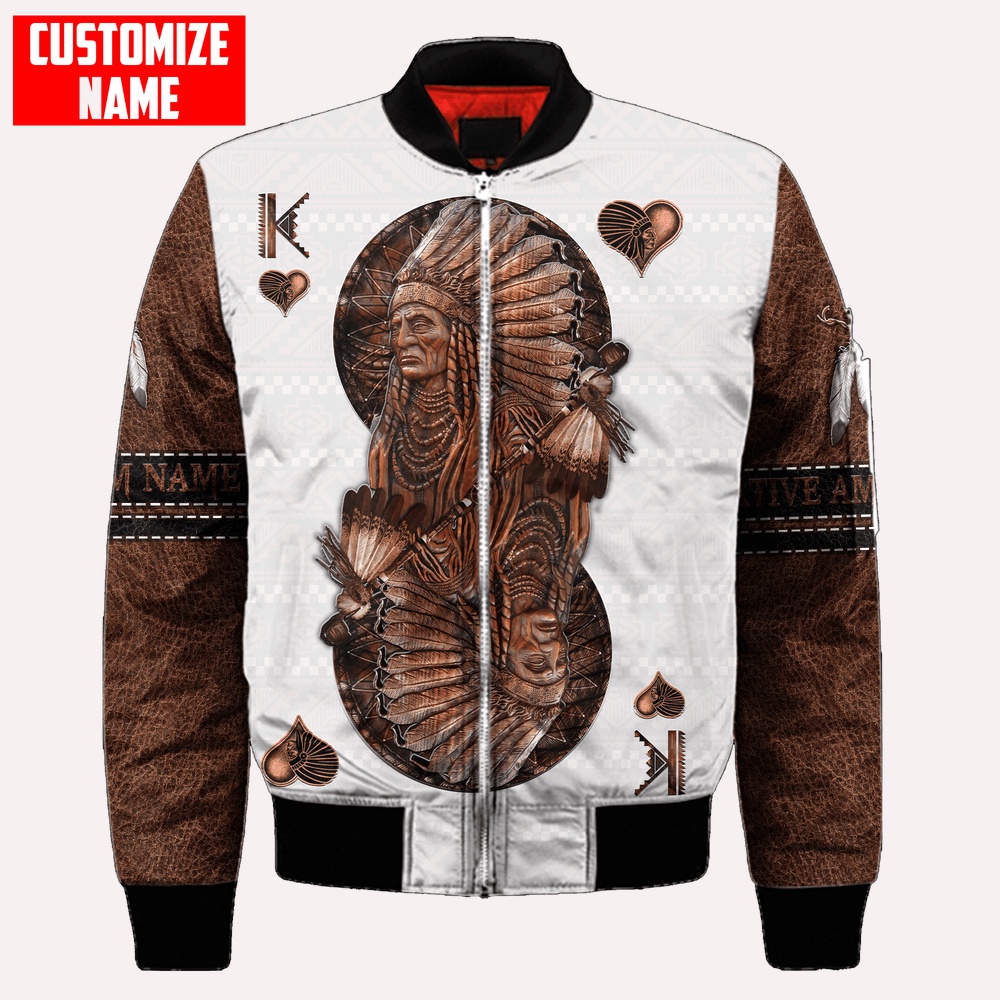 Native American Jacket, Customized Name Patriarch Native American 3D All Over Printed Bomber Jacket