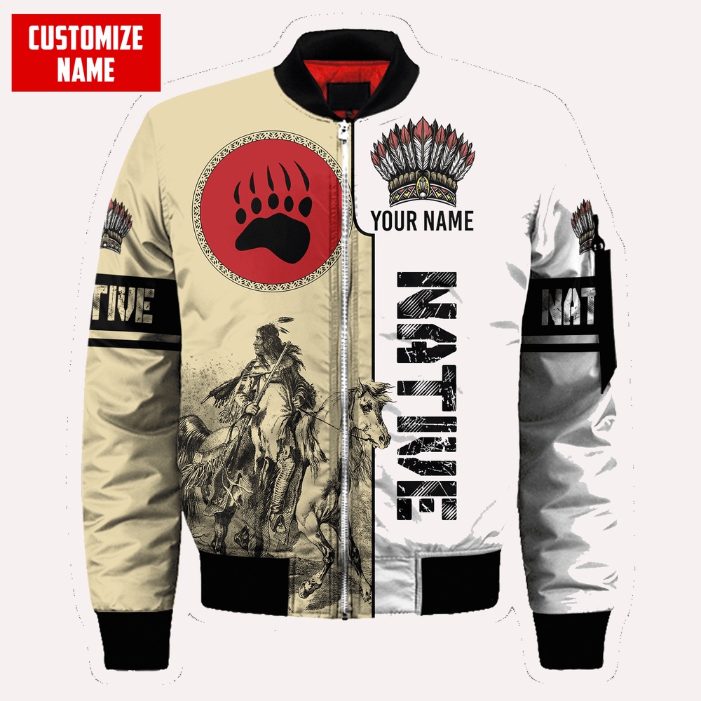 Native American Jacket, Customized Name Tenacious Native American 3D All Over Printed Bomber Jacket