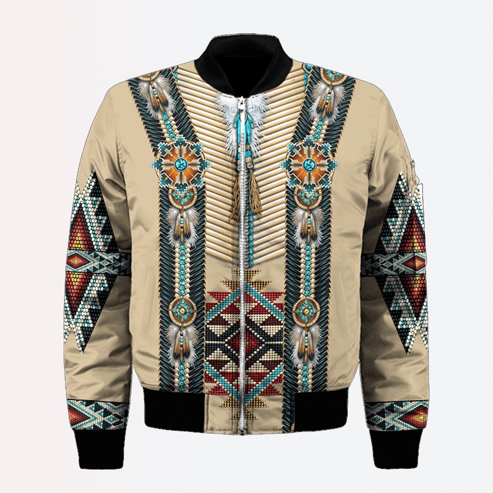 Native American Jacket, Freedom Chic Native American 3D All Over Printed Bomber Jacket