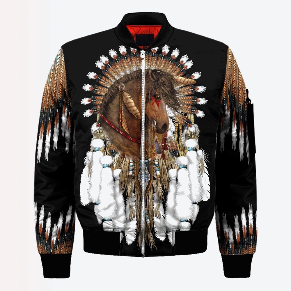 Native American Jacket, Horse Pride Native American 3D All Over Printed Bomber Jacket