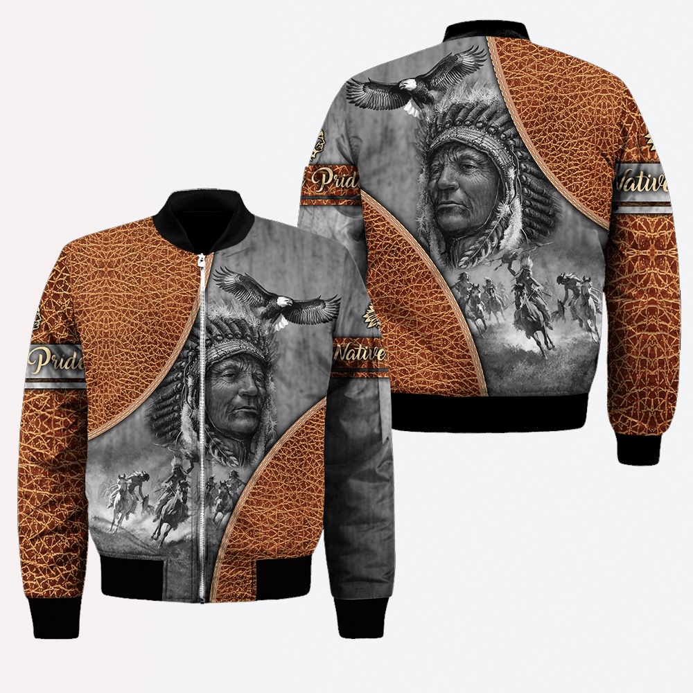 Native American Jacket, Hunting Session Native American 3D All Over Printed Bomber Jacket