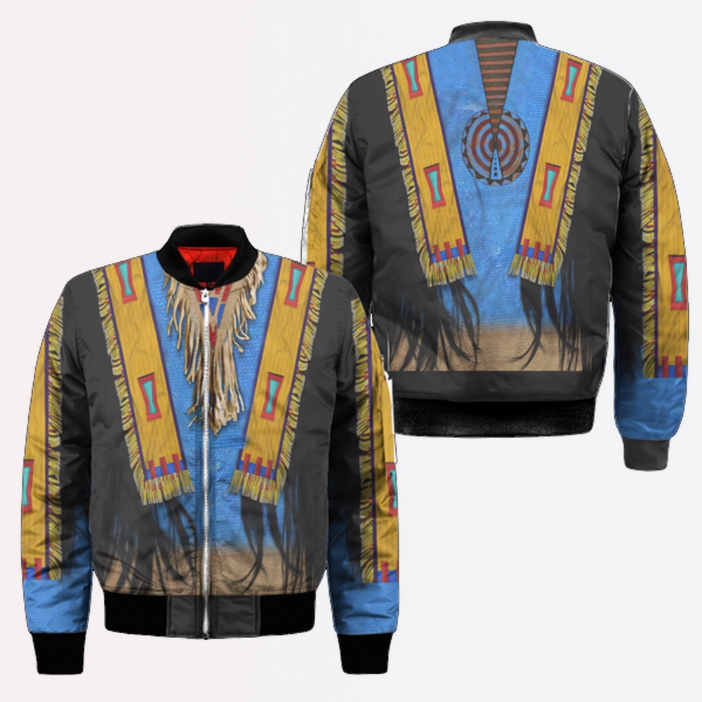 Native American Jacket, Minimalism Native American 3D All Over Printed Bomber Jacket