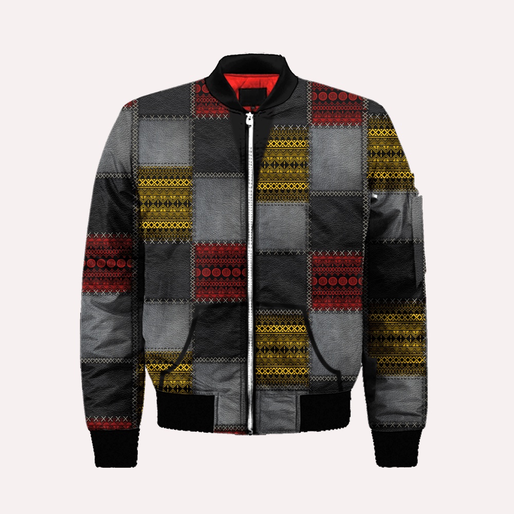 Native American Jacket, Mosaic Motifs Native American 3D All Over Printed Bomber Jacket