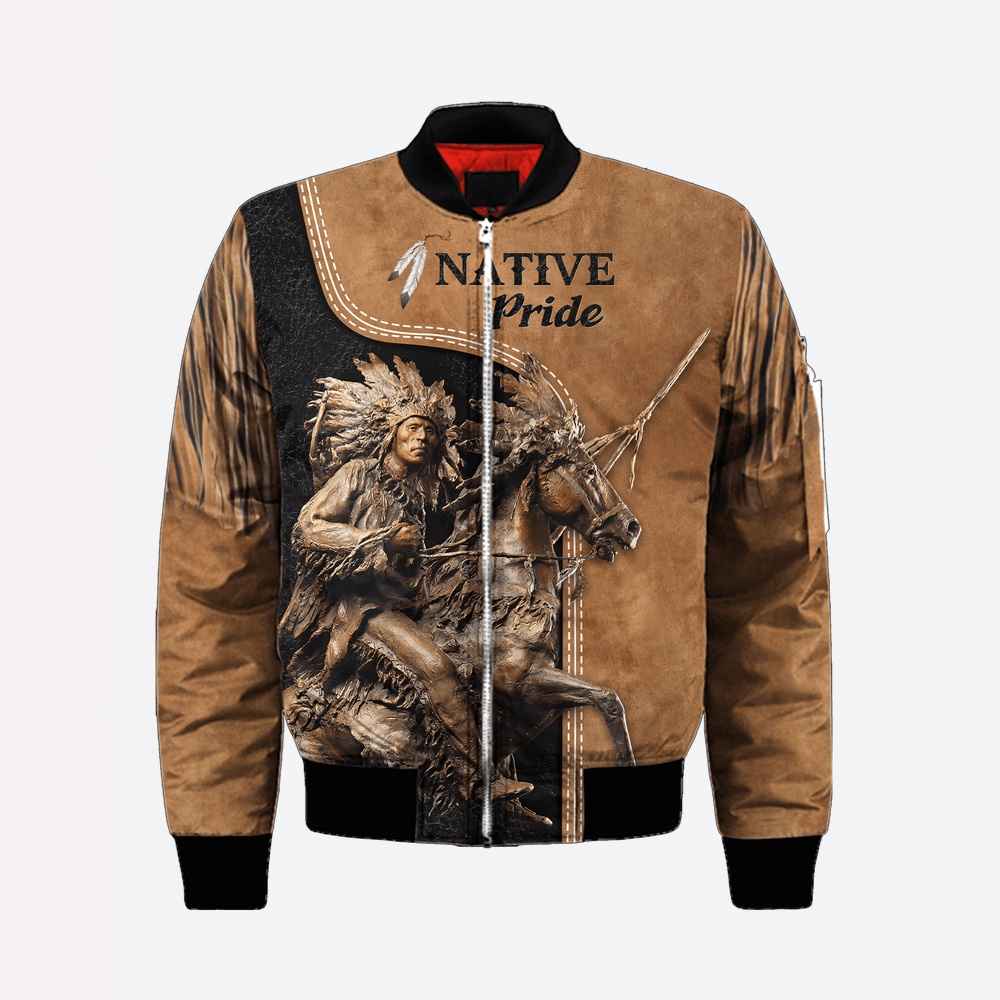 Native American Jacket, Pride Chief Premium Native American Pride 3D All Over Printed  Bomber Jacket