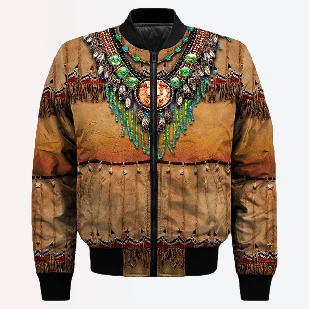 Native American Jacket, Tribal Ethnic Style Pattern Native American 3D All Over Printed Bomber Jacket Native American Jacket, Tribal Ethnic Style Pattern Native American 3D All Over Printed Bomber Jacket