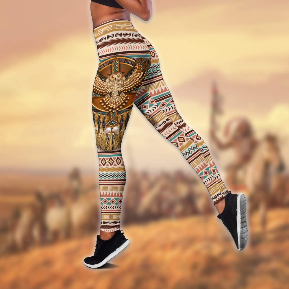 Native American Leggings, Bird Dreamcatcher Native American Hollow Tanktop Leggings Set, Native American Tank Tops