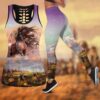 Native American Leggings, Cosmos Owl Native American Hollow Tanktop Leggings Set, Native American Tank Tops
