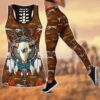 Native American Leggings, Crew Neck Racerback Native American Hollow Tanktop Leggings Set, Native American Tank Tops