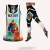 Native American Leggings, Flower Feathers Native American Hollow Tanktop Leggings Set, Native American Tank Tops